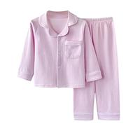 duxyoz Girls Boys Pyjamas Set Button Down Long Sleeve Sleepwear Nightwear Kids 2 Pieces Clothes Set Cotton Loungewear Children 2pcs Pjs Sets Lounge Casual Outfit Soft Comfortable Homewear 15-16 Years