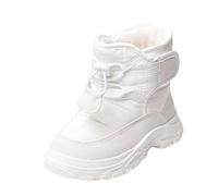 duxyoz Girls Boys Snow Boots - Comfortable,Warm,Faux Fur Lined,Non-Slip,Soft Soles,Winter Outdoor Mid Calf Insulated Shoes for Little/Big Kids White UK Size