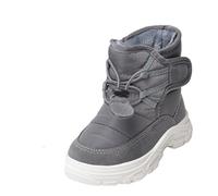 duxyoz Girls Boys Snow Boots - Comfortable,Warm,Faux Fur Lined,Non-Slip,Soft Soles,Winter Outdoor Mid Calf Insulated Shoes for Little/Big Kids Gray UK Size