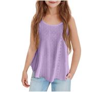 duxyoz Girls Camisole Tank Tops Flowy Eyelet Cami Vest Kids Child Sleeveless Summer Vest Tops Loose Fit Solid Color Casual Basic Camisole Plain Spaghetti Straps Lightweight Peplum Tops 11-12 Years