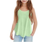 duxyoz Girls Camisole Tank Tops Flowy Eyelet Cami Vest Kids Child Sleeveless Summer Vest Tops Loose Fit Solid Color Casual Basic Camisole Plain Spaghetti Straps Lightweight Peplum Tops 14-15 Years