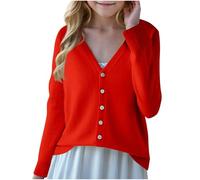 duxyoz Girls' Cardigan Sweater Long Sleeve Casual Cardigan Lightweight Outerwear Solid Color School Uniforms Knitted Jumper Button Down V-Neck Knit Cardigans Soft Warm Sweaters Coats 14-15 Years