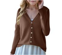 duxyoz Girls' Cardigan Sweater Long Sleeve Casual Cardigan Lightweight Outerwear Solid Color School Uniforms Knitted Jumper Button Down V-Neck Knit Cardigans Soft Warm Sweaters Coats 10-11 Years