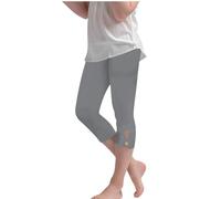 duxyoz Girls Cropped Leggings Stretchy Athletic Tights Dance Workout Running Yoga Pants For Kids Teens Capri Trousers Children Casual Wear 3/4 Length Basic Sport Trouser Summer Lightweight 10-11 Years