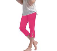 duxyoz Girls Cropped Leggings Stretchy Athletic Tights Dance Workout Running Yoga Pants for Kids Teens Capri Trousers Children Casual Wear 3/4 Length Basic Sport Trouser Summer Lightweight 6-7 Years