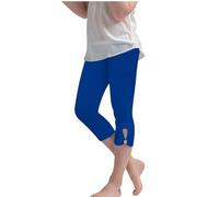 duxyoz Girls Cropped Leggings Stretchy Athletic Tights Dance Workout Running Yoga Pants For Kids Teens Capri Trousers Children Casual Wear 3/4 Length Basic Sport Trouser Summer Lightweight 13-14 Years
