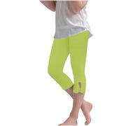 duxyoz Girls Cropped Leggings Stretchy Athletic Tights Dance Workout Running Yoga Pants For Kids Teens Capri Trousers Children Casual Wear 3/4 Length Basic Sport Trouser Summer Lightweight 13-14 Years