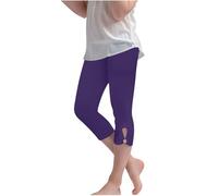 duxyoz Girls Cropped Leggings Stretchy Athletic Tights Dance Workout Running Yoga Pants for Kids Teens Capri Trousers Children Casual Wear 3/4 Length Basic Sport Trouser Summer Lightweight 6-7 Years