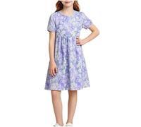 duxyoz Girls' Dresses Short Sleeve Casual A-Line Summer Dress Flor Printed Cute Boho Holiday Dresses Loose Fit Round Neck Flowy Dress Cotton Lightweight Breathable Daily Sundress Age 5-15 Years