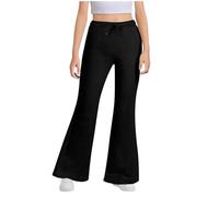 duxyoz Girl's Flared Leggings Drawstring High Waist Stretchy Leggings Elastic Y2k School Trousers Slim Fit Casual Yoga Pants Youth Girls Full Length Bootcut Trousers Bell Bottoms 14-15 Years