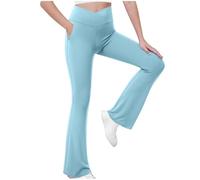 duxyoz Girls Flared Leggings Kids Cross High Waist Yoga Pants Solid Color School Trouser with Pockets Casual Creppy Bell Bottoms Sports Fitness Gym Workout Dance Pants Bootcut Leggings 9-10 Years