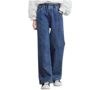 duxyoz Girls Jeans Y2k Trousers Elastic Waisted Wide Leg Denim Pants Casual Loose Retro Style Baggy Bootcut Trousers Teen Girl Children Vintage Streetwear Fashion Jean with Pockets 11-12 Years