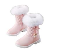 duxyoz Girls Kids Winter Snow Shoes Fleece Lined Fuzzy Warm Winter Ankle Boots Soft Lug Sole Zip Up Faux Fur Princess Dress Boots Size 30