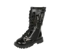 duxyoz Girl'S Knee High Boots Mesh Hollow Out Mid Calf Combat Riding Boots
