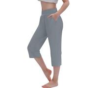 duxyoz Girls Leggings Yoga Pants Athletic Workout Running Sweatpants Casual Capri Cropped Trousers Solid Color Lightweight Gym Leggings 3/4 Exercise Athletic Tights with Pockets 13-14 Years