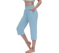 duxyoz Girls Leggings Yoga Pants Athletic Workout Running Sweatpants Casual Capri Cropped Trousers Solid Color Lightweight Gym Leggings 3/4 Exercise Athletic Tights with Pockets 13-14 Years