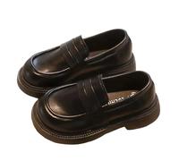 duxyoz Girls Loafers School Uniform Slip On Dress Shoes Platform FlatsLittle Kid/Big Kid Low Heel Round Toe Pu Leather Shoes Classic LoafersWedding Church UK Size 13 A Black