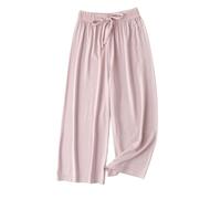 duxyoz Girls Lounge Casual Trousers Summer Sleep Pants Soft Comfortable Lightweight Cooling Wide Leg Trousers Drawstring Elastic Waist Comfy Pajamas Bottoms Breathable Baggy Long Pants 10-11 Years
