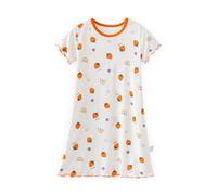 duxyoz Girls Nightdress Nightgown Sleepwear Nightie Short Sleeve Nightwear Soft Modal Nightwear Pajamas Kids Sleepshirt Cute Printed Summer Pjs Dress Ruffle Round Neck Comfy Nightshirts 14-15 Years