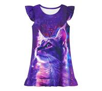 duxyoz Girls Nightdress Princess Nighties Nightwear Flutter Sleeve Nightgown Comfy Pajamas Sleepwear Summer Sleepshirt Pjs Cute Printed Mermaid Night Dress Sleepsuits Homewear Loungewear 9-10 Years