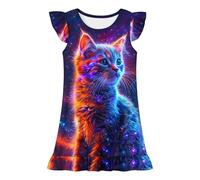 duxyoz Girls Nightdress Princess Nighties Nightwear Flutter Sleeve Nightgown Comfy Pajamas Sleepwear Summer Sleepshirt Pjs Cute Printed Mermaid Night Dress Sleepsuits Homewear Loungewear 7-8 Years