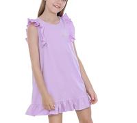duxyoz Girls Nightdress Ruffle Sleeveless Summer Sleepwear Soft Cute Girl's Nightgowns Comfy Cotton Pajama Sleep Dress Round Neck Loose Nightie Kids Toddler Nightwear Casual Mini Dresses 14-15 Years