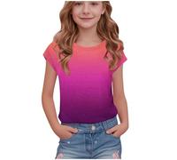 duxyoz Girls Short Cap Sleeve T Shirts Kids Summer Crewneck Tops Tees Casual Loose Fit Tunic Soft Basic Tees Cute Trendy Fashion Clothes Baggy Y2k Shirts Stretch Lightweight Comfy Tops 13-14 Years