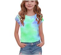 duxyoz Girls Short Cap Sleeve T Shirts Kids Summer Crewneck Tops Tees Casual Loose Fit Tunic Soft Basic Tees Cute Trendy Fashion Clothes Baggy Y2k Shirts Stretch Lightweight Comfy Tops 7-8 Years