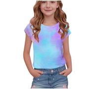 duxyoz Girls Short Cap Sleeve T Shirts Kids Summer Crewneck Tops Tees Casual Loose Fit Tunic Soft Basic Tees Cute Trendy Fashion Clothes Baggy Y2k Shirts Stretch Lightweight Comfy Tops 13-14 Years