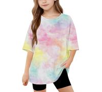 duxyoz Girls Short Sleeve Oversized T Shirts Kids Summer Crewneck Tops Basic Tees Cute Printed Graphic Tee Casual Loose Fit Baggy Tops Blouse Plus Size Girl Fashion Trendy Outwear Clothes 5-6 Years