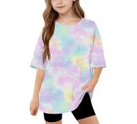 duxyoz Girls Short Sleeve Oversized T Shirts Kids Summer Crewneck Tops Basic Tees Cute Printed Graphic Tee Casual Loose Fit Baggy Tops Blouse Plus Size Girl Fashion Trendy Outwear Clothes 6-7 Years