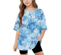 duxyoz Girls Short Sleeve Oversized T Shirts Kids Summer Crewneck Tops Basic Tees Cute Printed Graphic Tee Casual Loose Fit Baggy Tops Blouse Plus Size Girl Fashion Trendy Outwear Clothes 14-15 Years