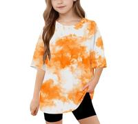 duxyoz Girls Short Sleeve Oversized T Shirts Kids Summer Crewneck Tops Basic Tees Cute Printed Graphic Tee Casual Loose Fit Baggy Tops Blouse Plus Size Girl Fashion Trendy Outwear Clothes 14-15 Years