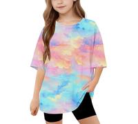 duxyoz Girls Short Sleeve Oversized T Shirts Kids Summer Crewneck Tops Basic Tees Cute Printed Graphic Tee Casual Loose Fit Baggy Tops Blouse Plus Size Girl Fashion Trendy Outwear Clothes 8-9 Years