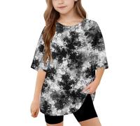 duxyoz Girls Short Sleeve Oversized T Shirts Kids Summer Crewneck Tops Basic Tees Cute Printed Graphic Tee Casual Loose Fit Baggy Tops Blouse Plus Size Girl Fashion Trendy Outwear Clothes 10-11 Years