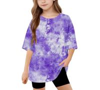 duxyoz Girls Short Sleeve Oversized T Shirts Kids Summer Crewneck Tops Basic Tees Cute Printed Graphic Tee Casual Loose Fit Baggy Tops Blouse Plus Size Girl Fashion Trendy Outwear Clothes 5-6 Years