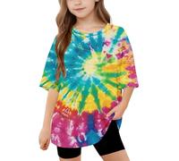 duxyoz Girls Short Sleeve Oversized T Shirts Kids Summer Crewneck Tops Basic Tees Cute Printed Graphic Tee Casual Loose Fit Baggy Tops Blouse Plus Size Girl Fashion Trendy Outwear Clothes 6-7 Years