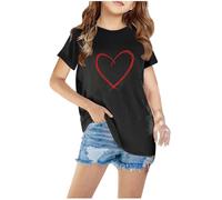 duxyoz Girls' Short Sleeve T-Shirts Loose Fit Casual Summer Tops Stylish Lightweight Trendy Stripe Tee Shirts Kids Soft Feel Comfortable Crew-Neck Tshirts for Everyday Wear 11-12 Years