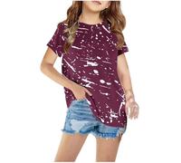 duxyoz Girls' Short Sleeve T-Shirts Loose Fit Casual Summer Tops Stylish Lightweight Trendy Stripe Tee Shirts Kids Soft Feel Comfortable Crew-Neck Tshirts for Everyday Wear 11-12 Years
