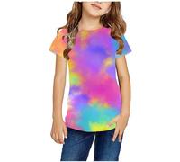 duxyoz Girls Short Sleeve T Shirts Summer Soft Crewneck Casual Tops Tees Kids Cute Print Loose Tee Round Neck Basic Graphic School Shirt Fashion Stretchy Comfy Tshirts Baggy Gift Tops 13-14 Years