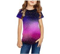 duxyoz Girls Short Sleeve T Shirts Summer Soft Crewneck Casual Tops Tees Kids Cute Print Loose Tee Round Neck Basic Graphic School Shirt Fashion Stretchy Comfy Tshirts Baggy Gift Tops 13-14 Years