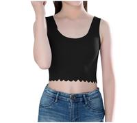 duxyoz Girls Sports Bra Soft Comfortable Padded Vest Tank Top No Steel Rings Kids Yoga Gym Training Bras Underwears with Fixed Bust Pad Teenage U Shape Seamless Sleep Daily Crop Top 14-15 Years