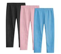 duxyoz Girls Stretch Legging Pack of 3 Kids School Soft Dance Yoga Tights 3pcs Trousers Set Plain Solid Basic Leggings Lightweight Breathable Full Length Long Pants Loungewear Multicolor 3-4 Years