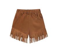 duxyoz Girls Suede Fringe Shorts Tassel Cowgirl Outfits with Pockets Kids Wide Leg Vintage Streetwear Shorts Children Fancy Dress Elastic Waist Retro Short Pants Pull On Hot Pants 5-6 Years