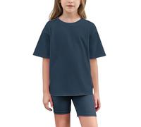 duxyoz Girls suit Sets 2 Pieces Running Suits Summer T-Shirt Short Yoga Set Kids Summer Outfits Activewear Short Sleeve Tops With Shorts Leggings Casual Sweatsuits Y2k Gym Set Uk 12-13 Years