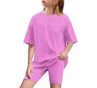 duxyoz Girls suit Sets 2 Pieces Running Suits Summer T-Shirt Short Yoga Set Kids Summer Outfits Activewear Short Sleeve Tops With Shorts Leggings Casual Sweatsuits Y2k Gym Set Uk 8-9 Years