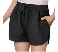 duxyoz Girls Summer Shorts Loose Casual Short Pants Elastic Waist Linen Beach Shorts Solid Plain Hotpants Kids Workout Yoga Sports Casual Dance Gym Activewear Drawstring Short with Pockets 9-10 Years