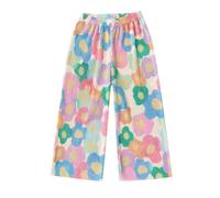 duxyoz Girls Summer Trousers Elastic Waist Lightweight Soft Pajamas Bottoms Straight Wide Leg Casual Trousers Funny Graphic Printed Lounge Chiffon Pants Vintage Loose Fit Jogger Sweatpants 4-5 Years