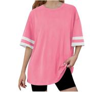 duxyoz Girls T-Shirt Oversized Crewneck Baseball Tee Short Sleeve Summer Tops Loose Fit Lightweight Tunic Tees Longline Basic Blouse Leisure Fashion Top Children's Comfy Clothing 4-15 Years