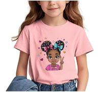 duxyoz Girls T-Shirts Crewneck Short Sleeve Graphic T Shirt Casual Summer Tee Classic Teen Girl Valueweight Fashion Tops Baggy Loose Lightweight Tee Shirt Trendy Wear Children's Clothing 14-15 Years